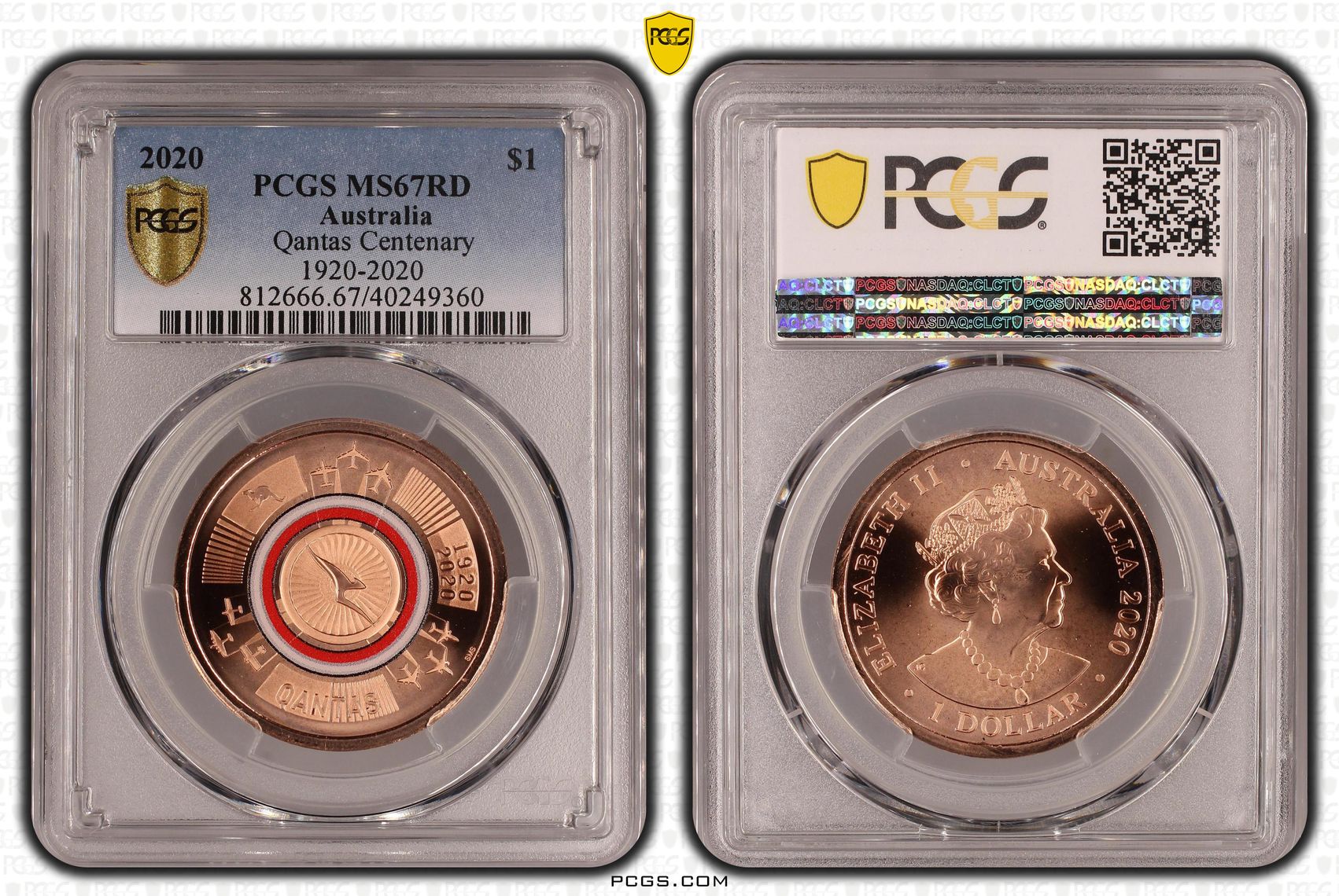 Qantas Centenary 1920-2020, One Dollar, 2020, PCGS MS67RD