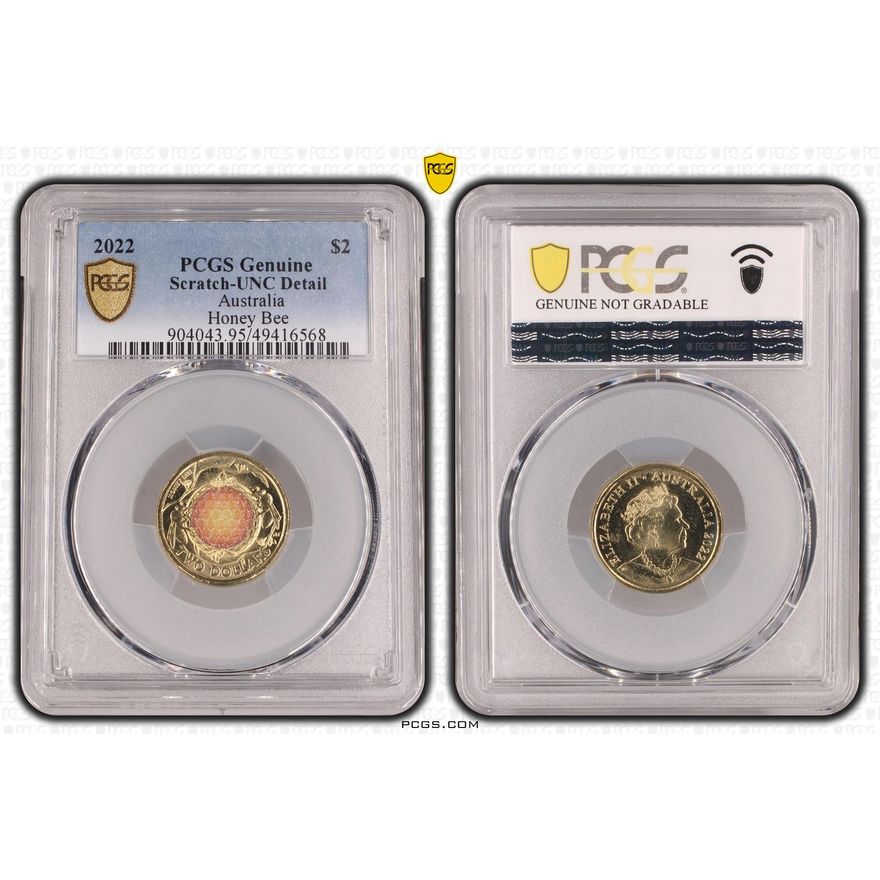 Honey Bee Colorized, Two Dollar, 2022, PCGS Genuine  - UNC Details (95 - Scratch)