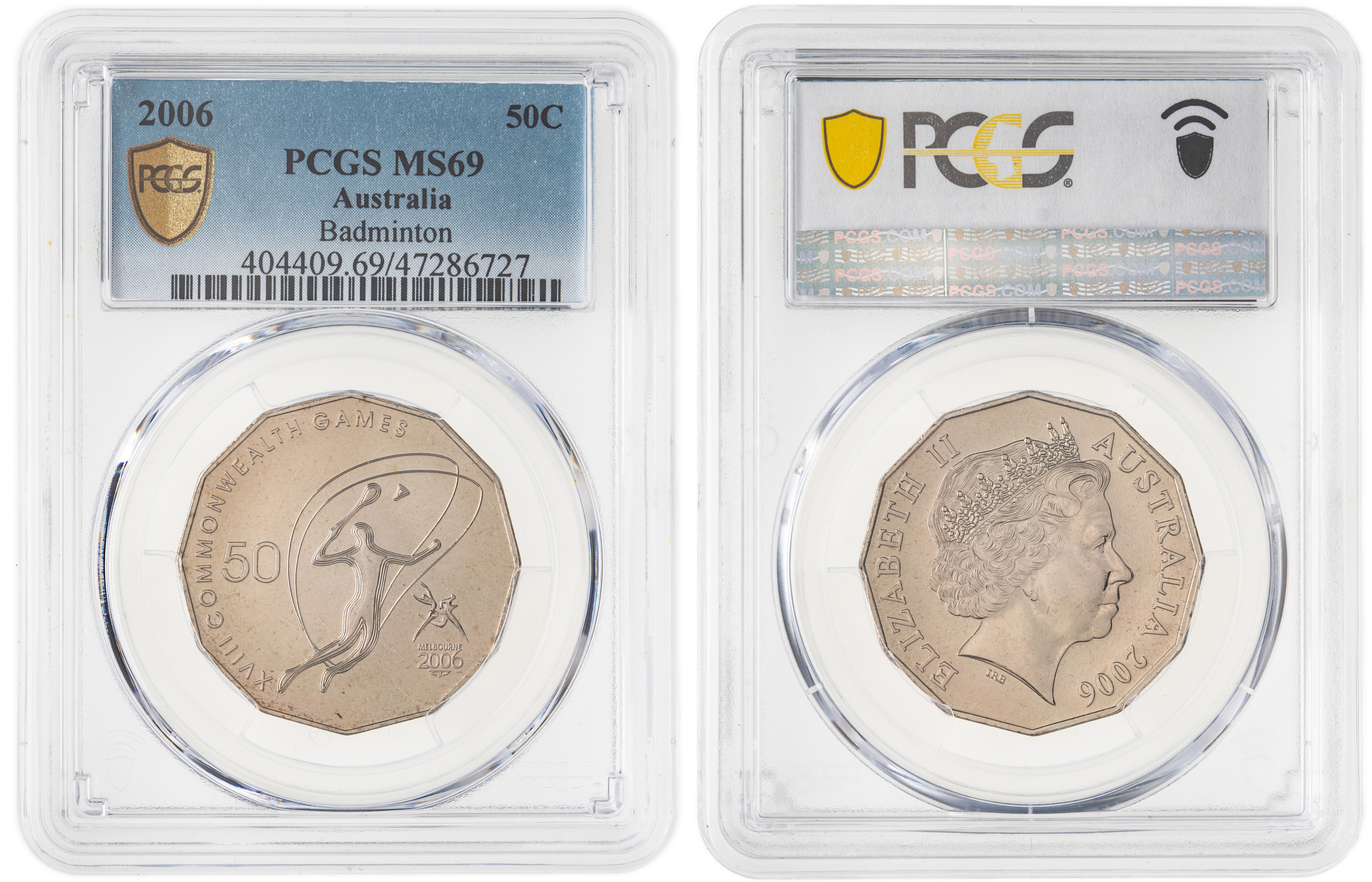 157 · Elizabeth II, Badminton, Pop 2/0, Fifty Cent, 2006, PCGS MS69