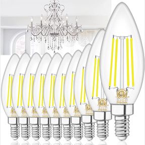 WINSHINE 10 PACK DIMMABLE E12 CANDELABRA LED LIGHT BULBS, 4W 5000K DAYLIGHT E12 LED BULB, 60 WATT EQUIVALENT E12 LED LIGHT BULBS,