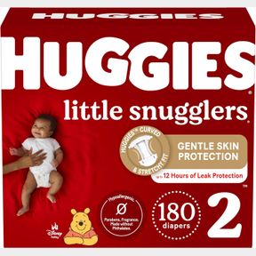 HUGGIES DIAPERS SIZE 2 - HUGGIES LITTLE SNUGGLERS DISPOSABLE BABY HUGGIES DIAPERS, 180CT, ONE MONTH SUPPLY