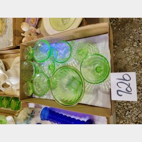Uranium glass dessert dishes and small mixing bowl