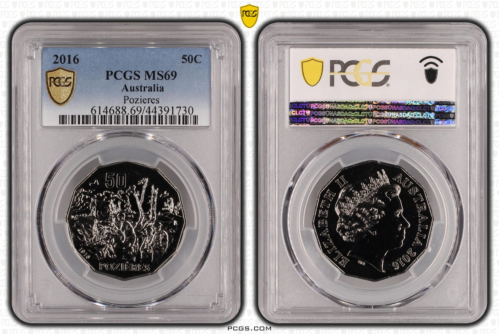 2016 Australia Fifty Cent, 50c Pozieres PCGS - MS69 POP 5/0 -730