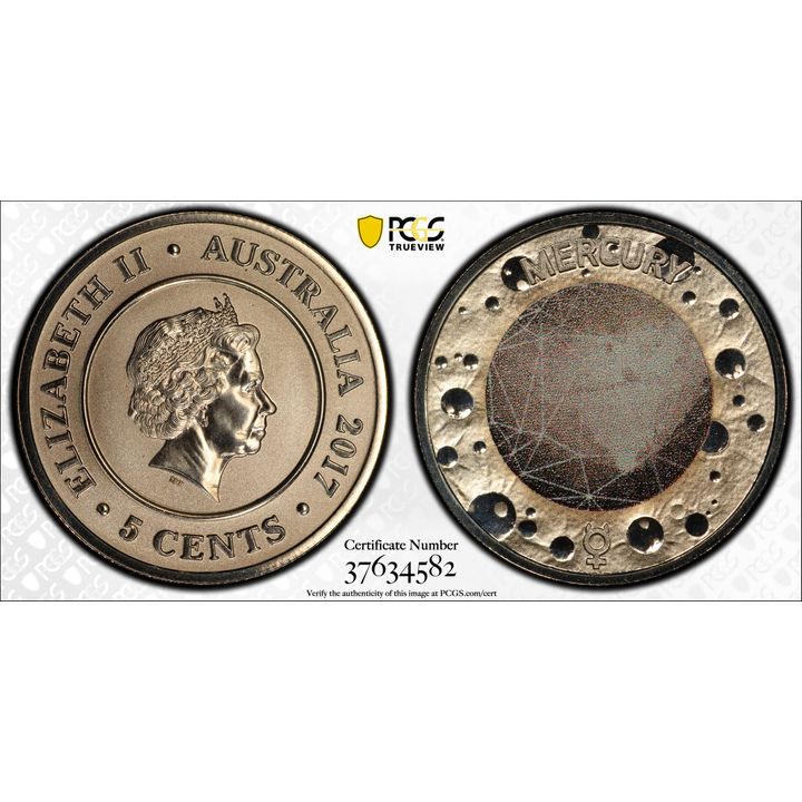 2017 Australia Five Cent, 5c Planetary Coins Mercury PCGS - MS69 -582