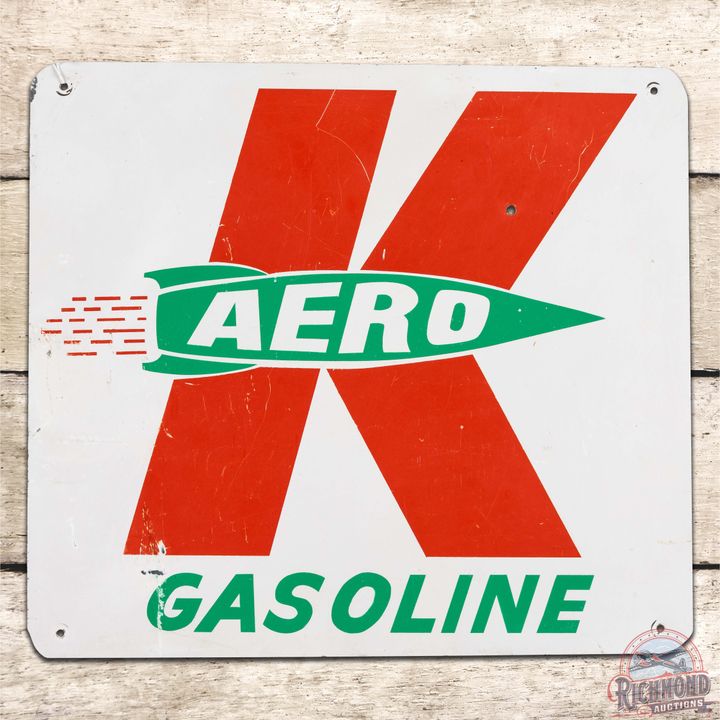 Aero K Gasoline SST Gas Pump Plate Sign w/ Rocket