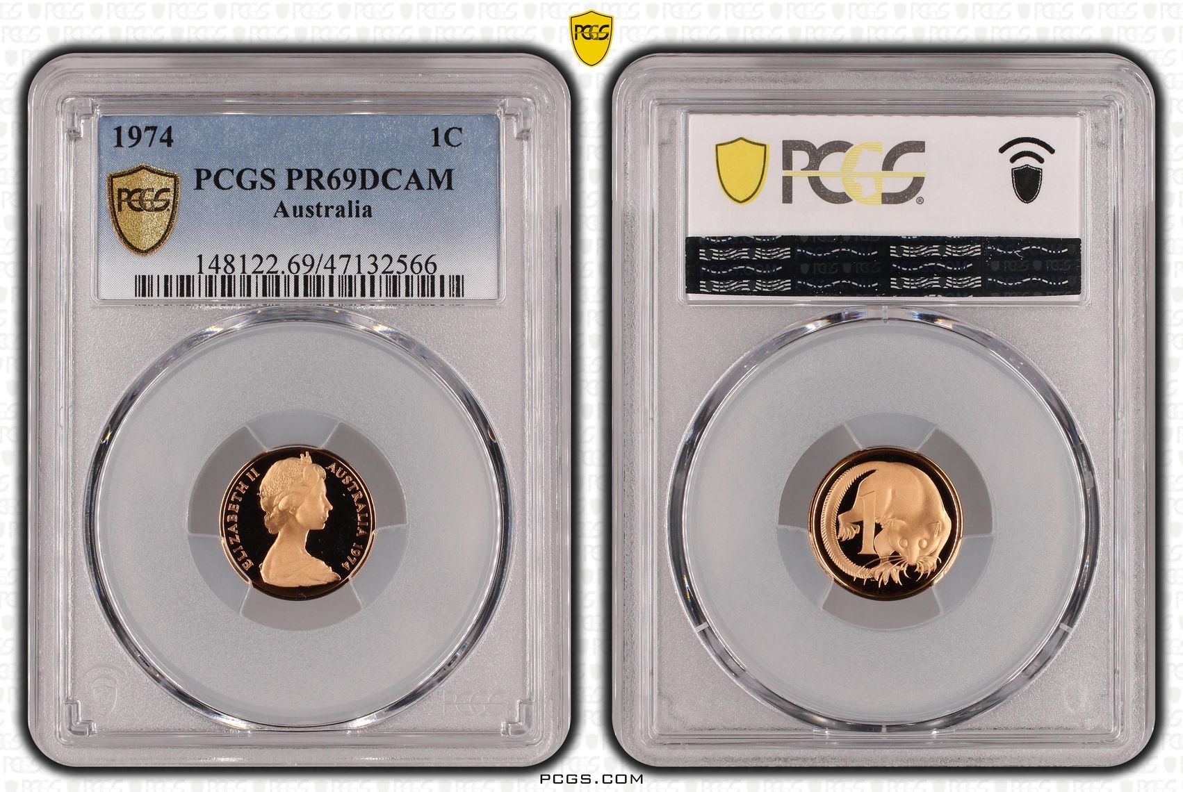 Elizabeth II, One Cent, 1974, PCGS PR69DCAM