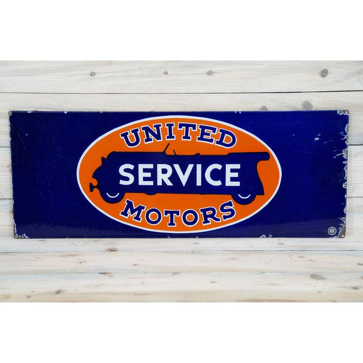 United Motors Service w/ Logo Double Sided Porcelain Sign TAC 7.5 & 7
