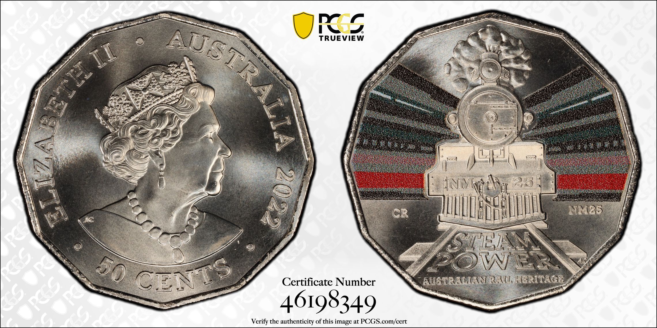Commonwealth Railways-NM25 - Australian Rail Heritage, Fifty Cent, 2022, PCGS MS69