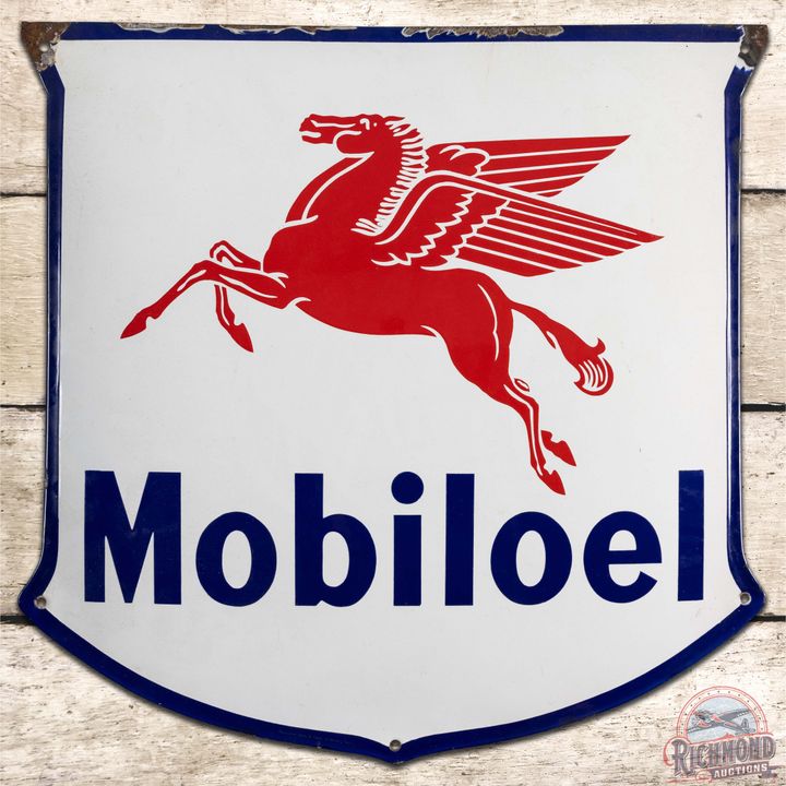 Mobiloel Convex SS Porcelain Sign w/ Pegasus