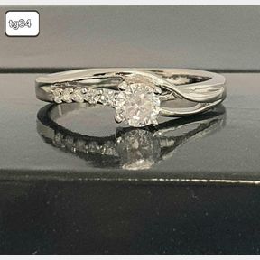 STERLING SILVER RING WITH CUBICS - SOLITAIRE- SIZE P