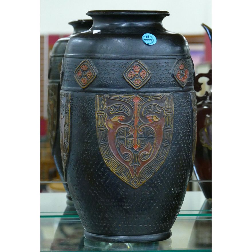 Japanese Decorated Pottery Vase 12''