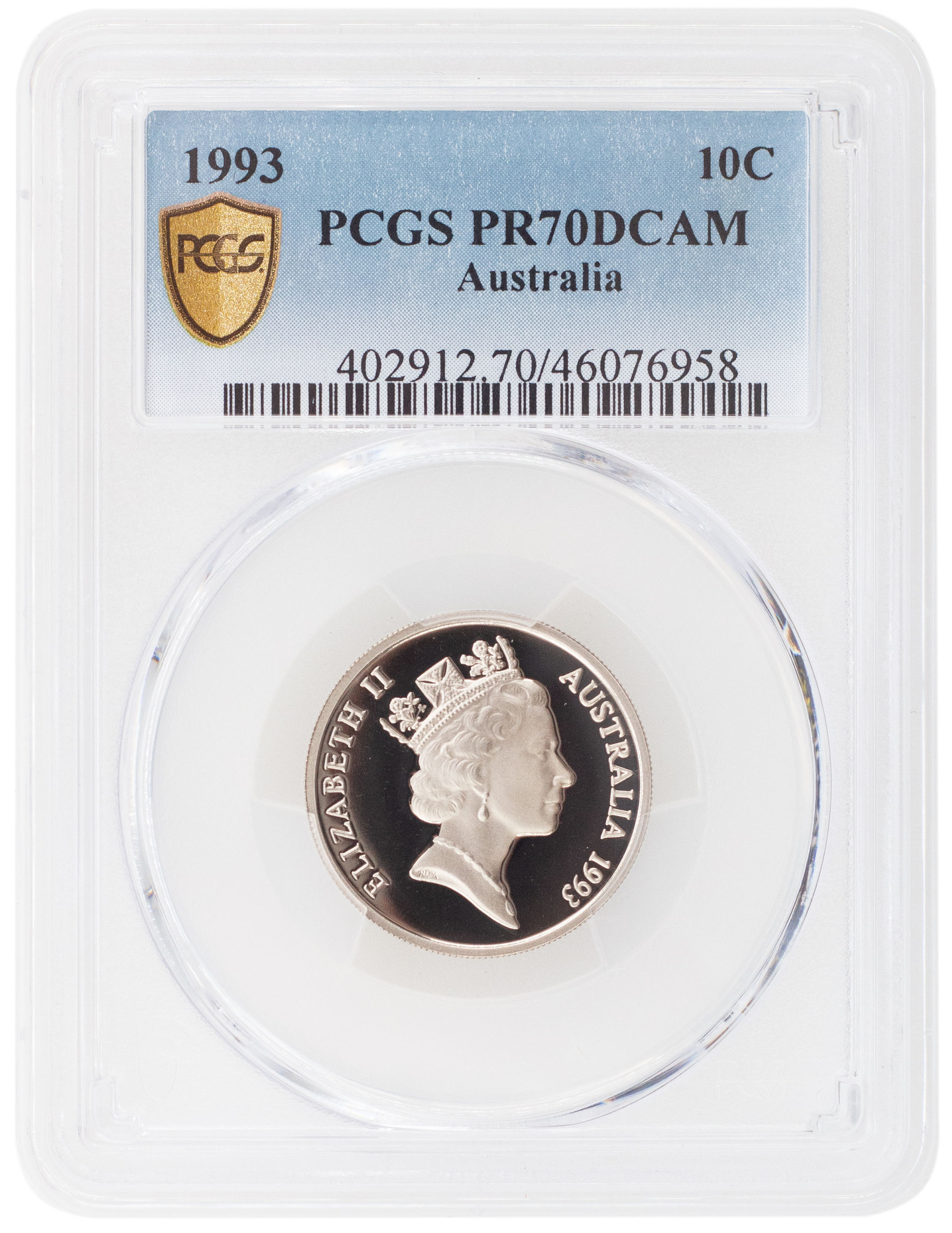 Elizabeth II, Ten Cent, 1993, PCGS PR 70DCAM