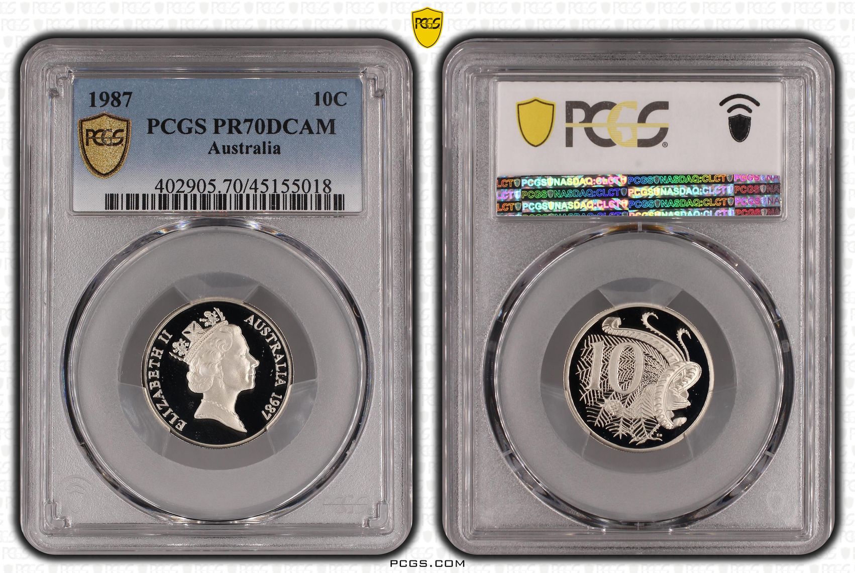 Elizabeth II, Ten Cent, 1987, PCGS PR 70DCAM