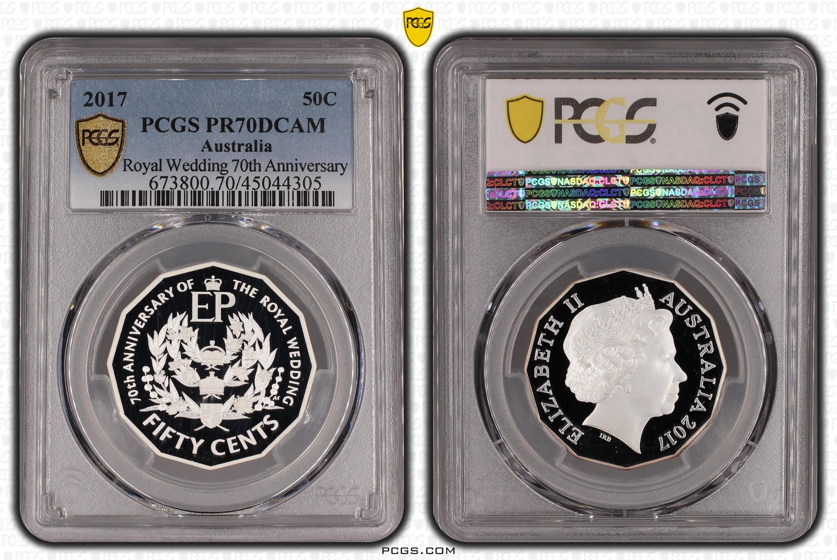 2017 Australia Fifty Cent, 50c Silver Royal Wedding 70th Anniversary PCGS - PR70DCAM POP 18/0 -305