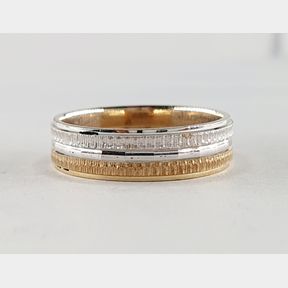 MENS 9CT YELLOW GOLD TWO TONE RING - 51929/3757
