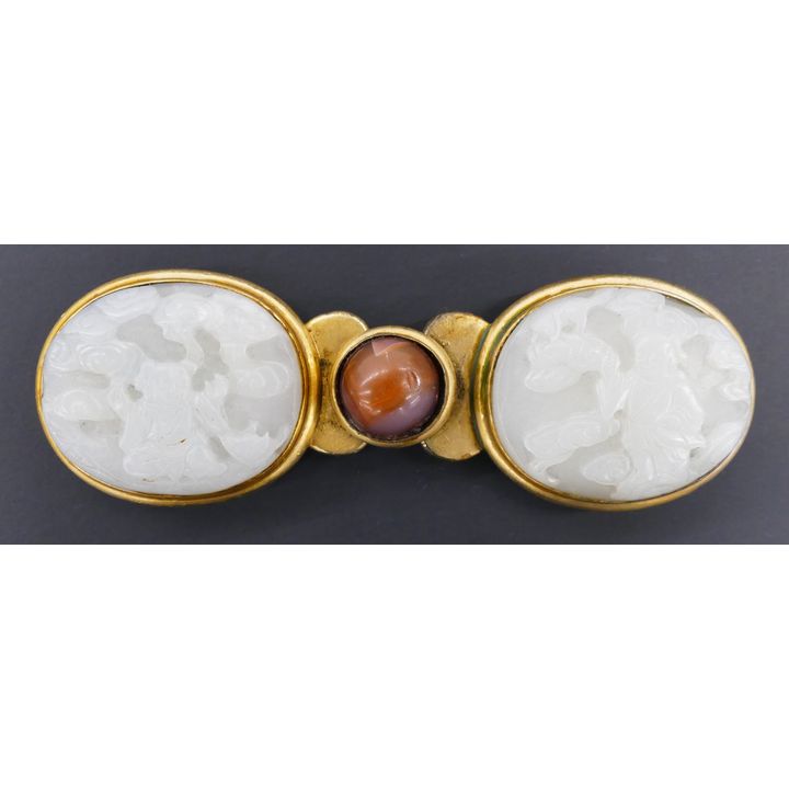Chinese Ming Jade and Carnelian Buckle