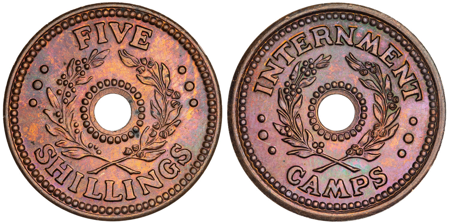 Hay Internment Camp, Five Shillings, 1939 - 1945, UNC