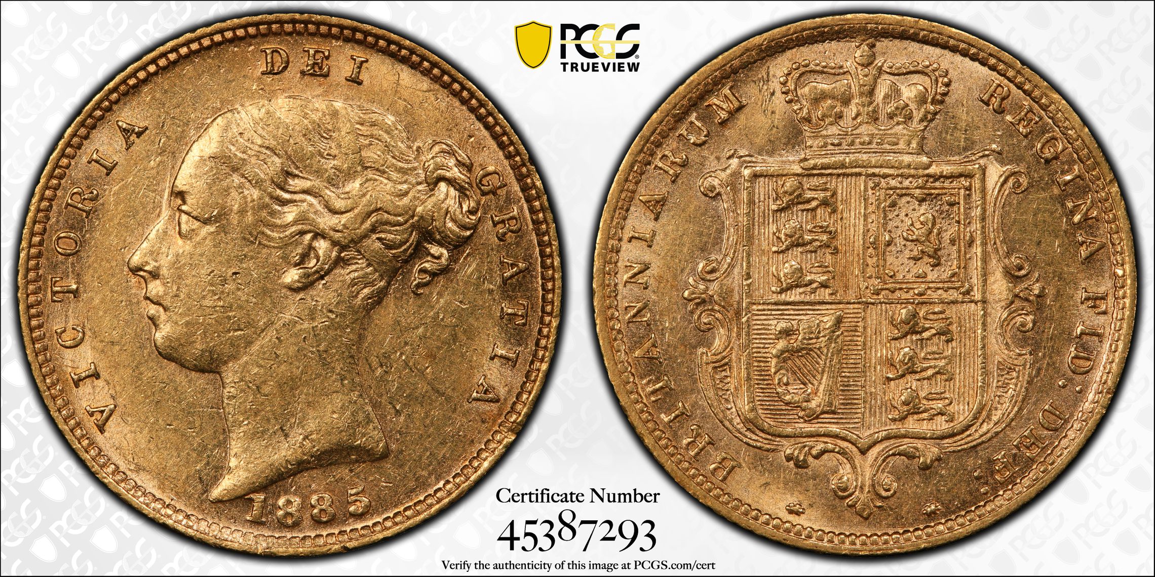 Great Britain, Victoria, Half Sovereign, 1885, PCGS AU58