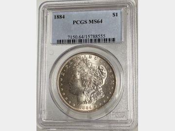 1884 USA 'Philadelphia Mint Morgan Silver Dollar PCGS MS64