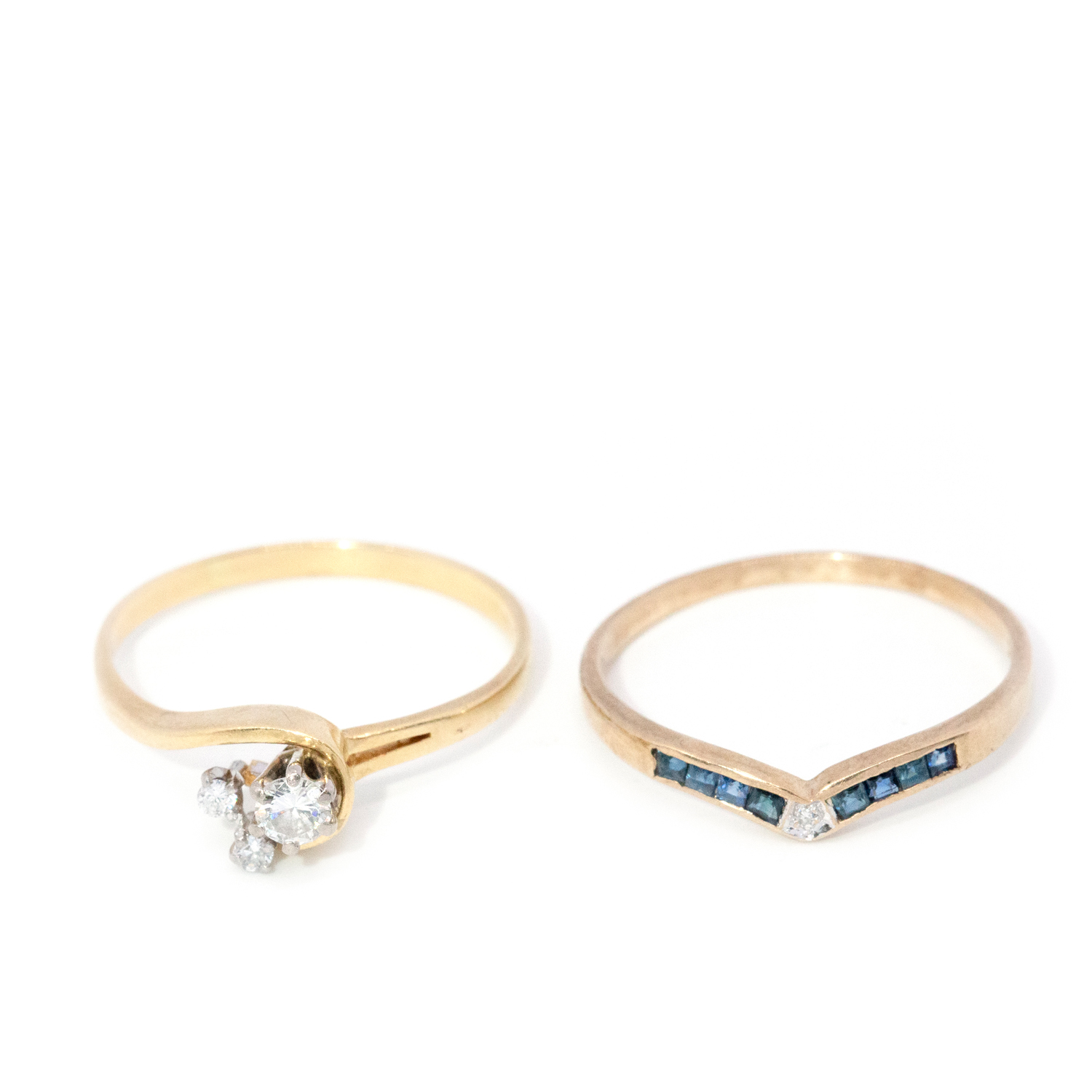 Sapphire & Diamond Ring 9ct & 18ct Gold Lot