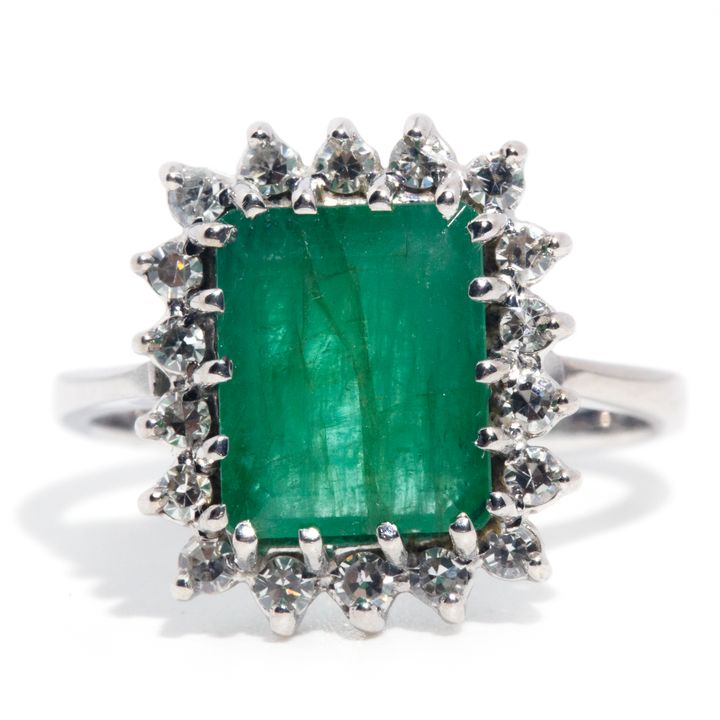 Emerald and Diamond Cluster 18 Carat Gold Ring