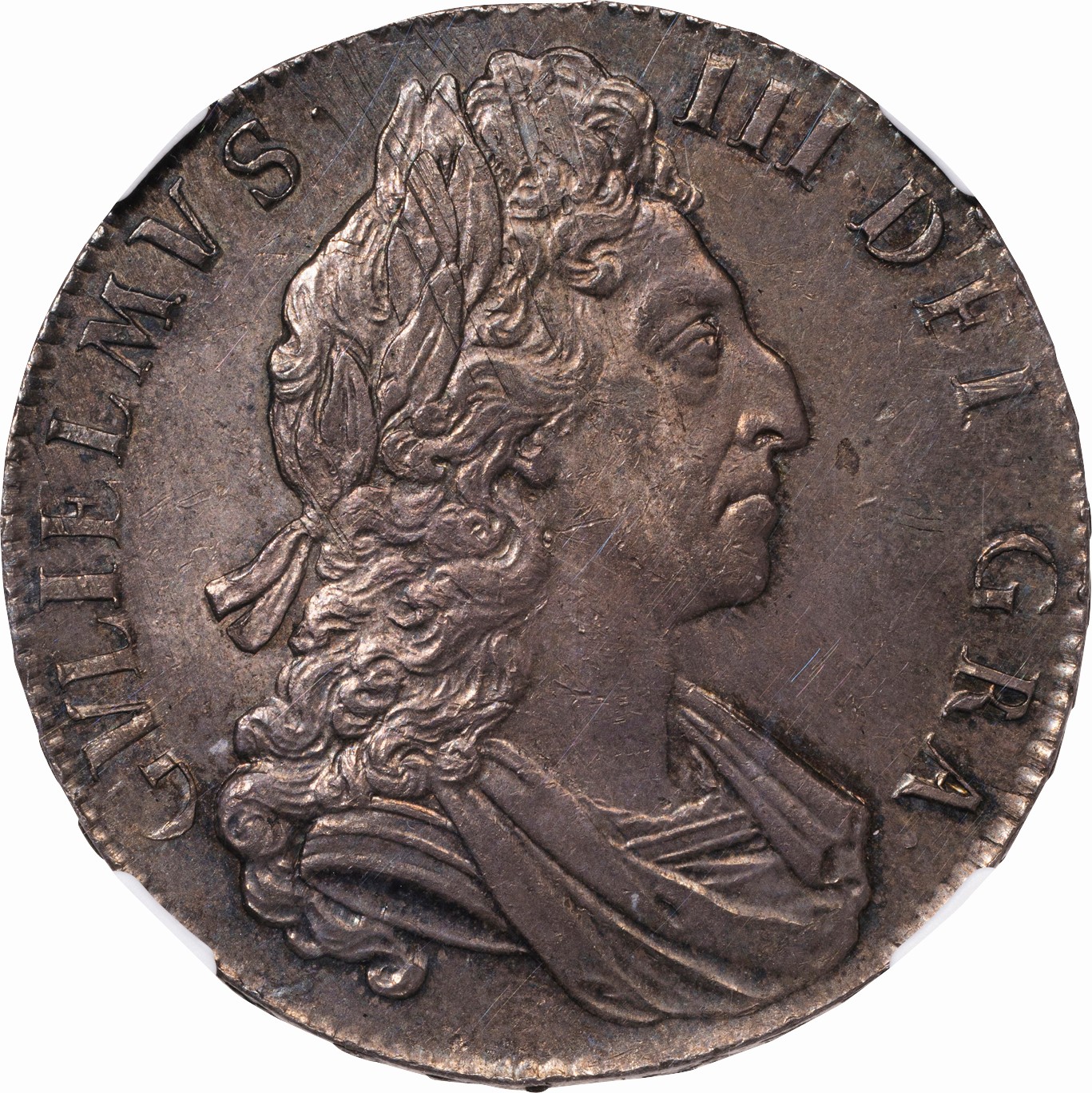 英国-Great Britain. NGC MS63. 極美/未. AU. ウィリアム3世 第3肖像 1