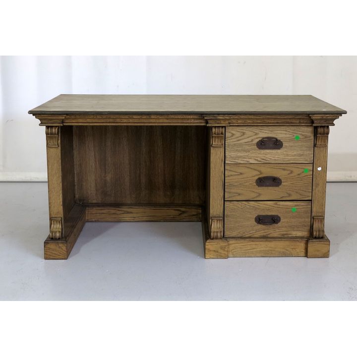 OAK THREE-DRAWER DESK