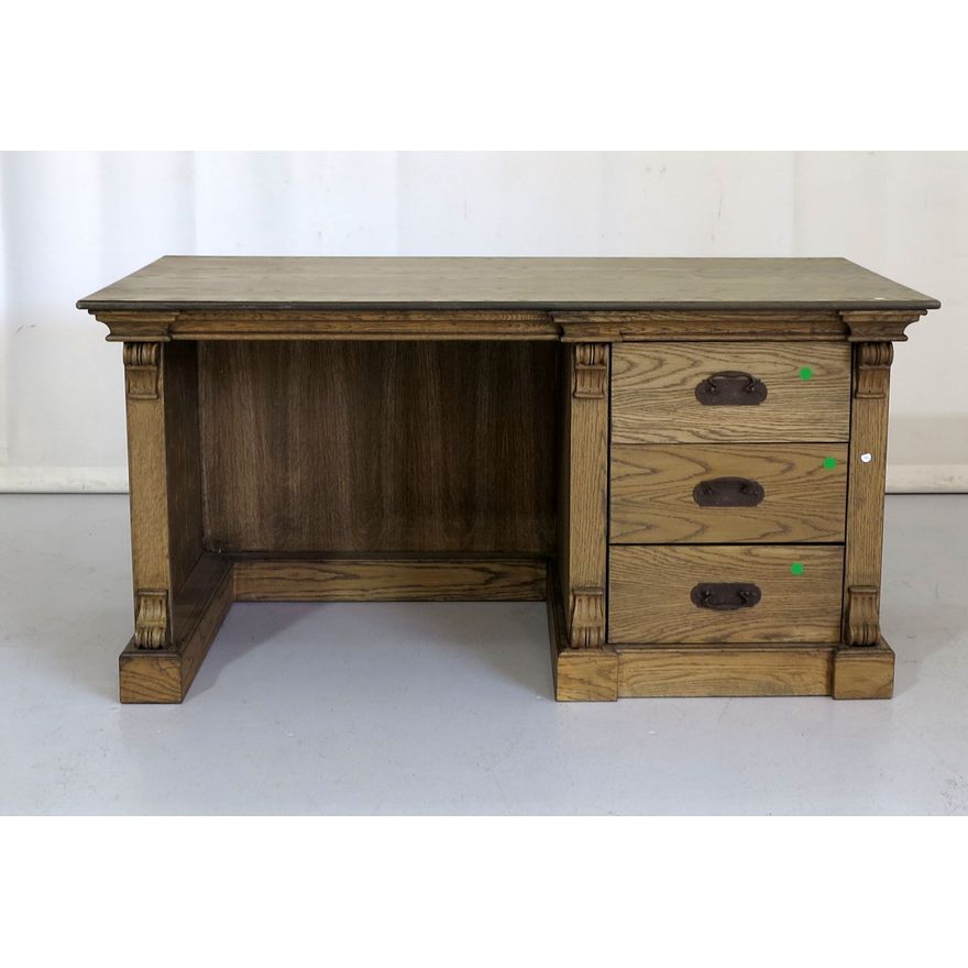 OAK THREE-DRAWER DESK