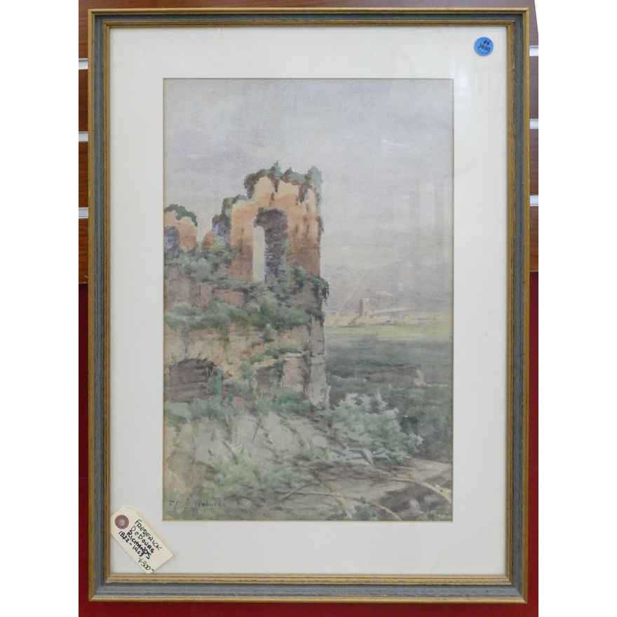 Frederick DeBourg Richards ''Landscape with Ruins'' Watercolor