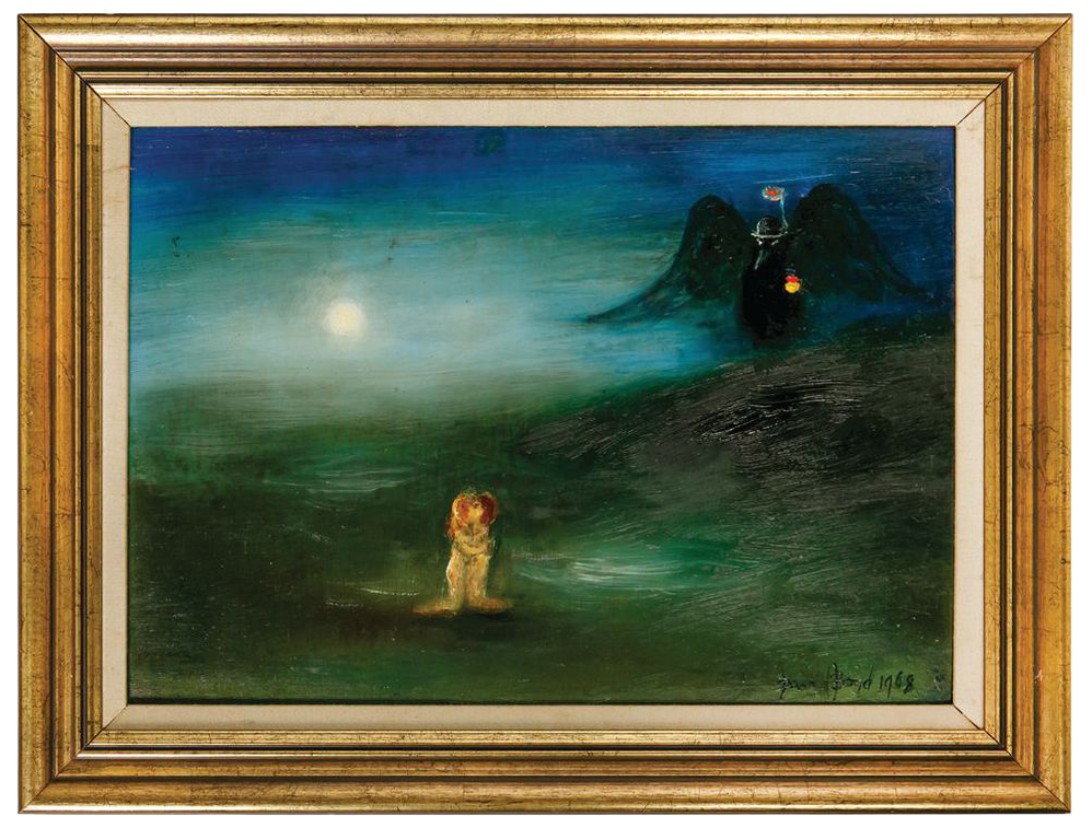 97 · Boyd, David, oil on board, 'The Spectre of Nationalism', 1968, signed, framed