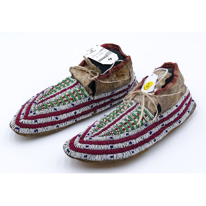 Pair Antique Plains Indian Beaded Moccasins