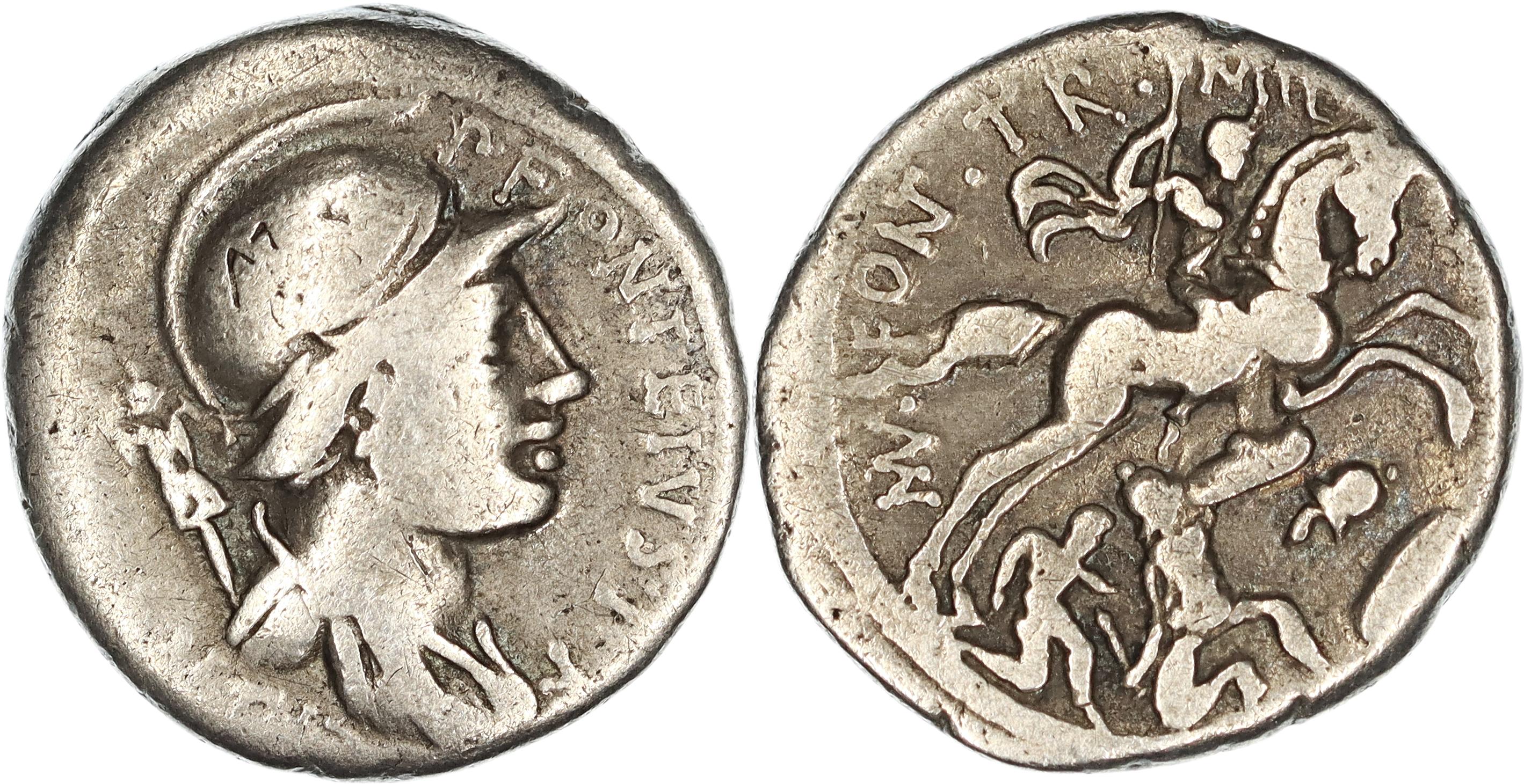 Roman Republic, P. Fonteius P.f Capito, Silver Denarius, 55 BC, gF