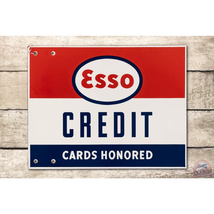 ESSO Credit Cards Honored Double Sided Porcelain Sign