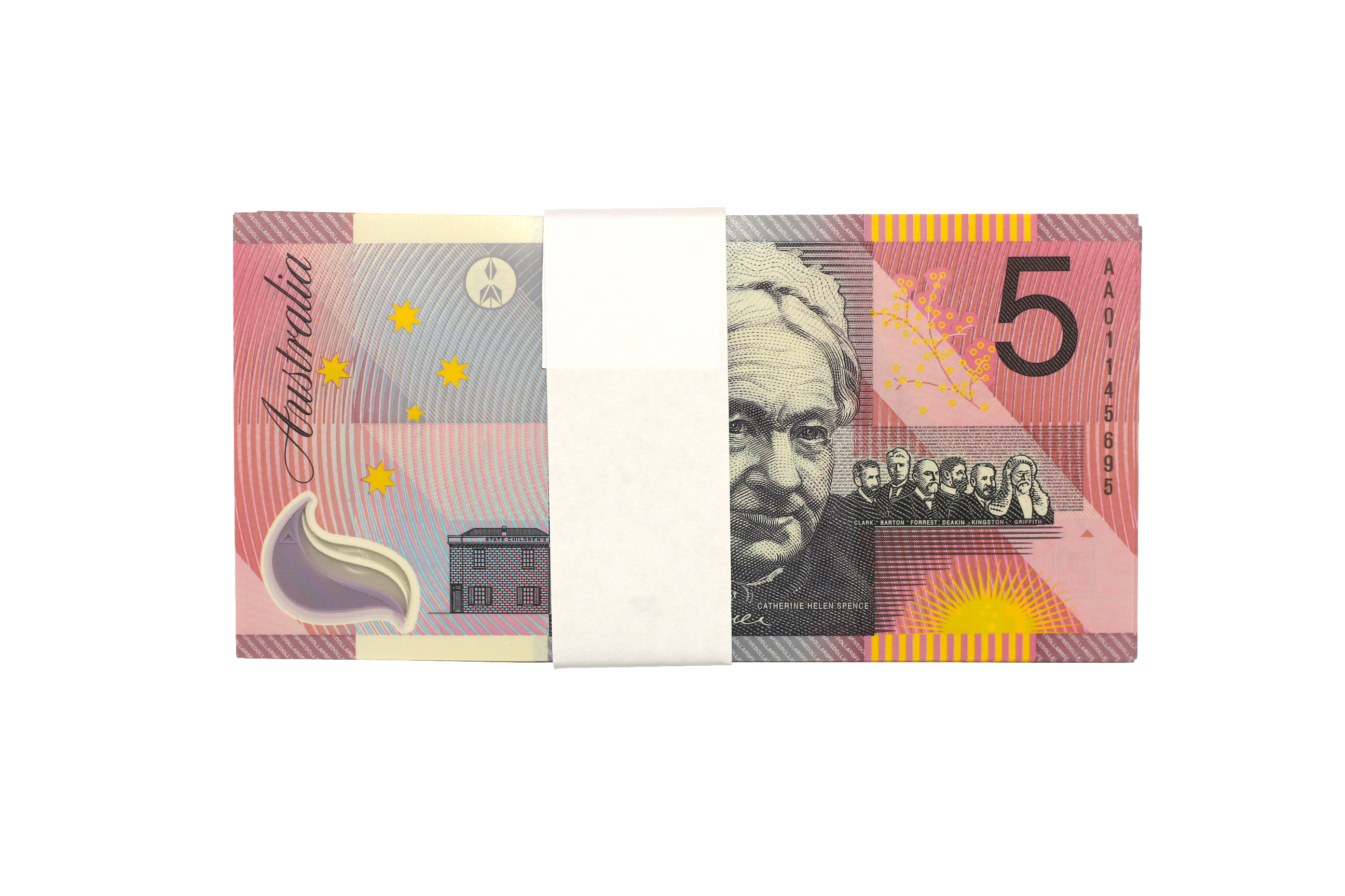 2144. · Bundle, MacFarlane/Evans, Five Dollars,  2001, UNC
