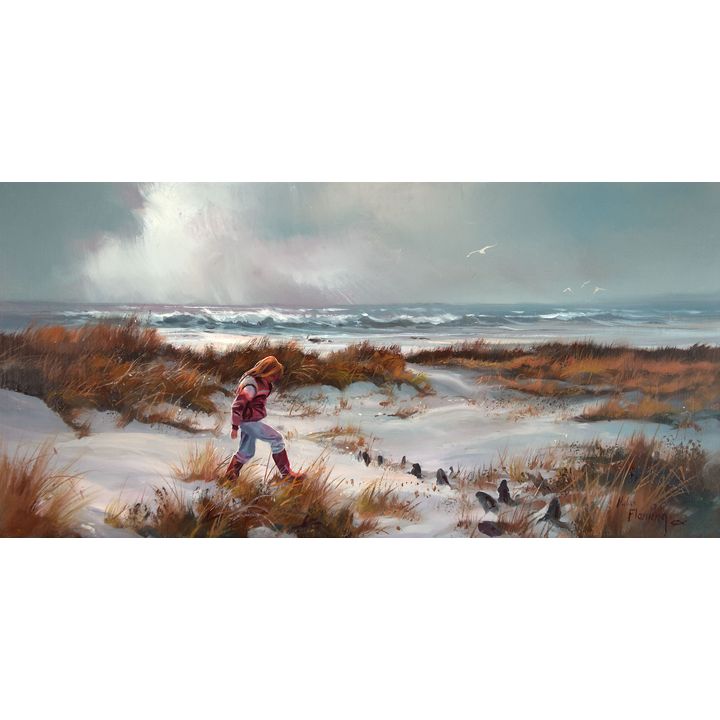 Girl on Beach by Hulan Fleming (1933- )