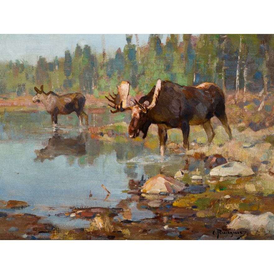 Carl Rungius (1869-1959), Feeding Time