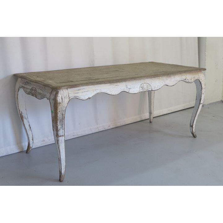 FRENCH STYLE PAINTED OAK DINING TABLE