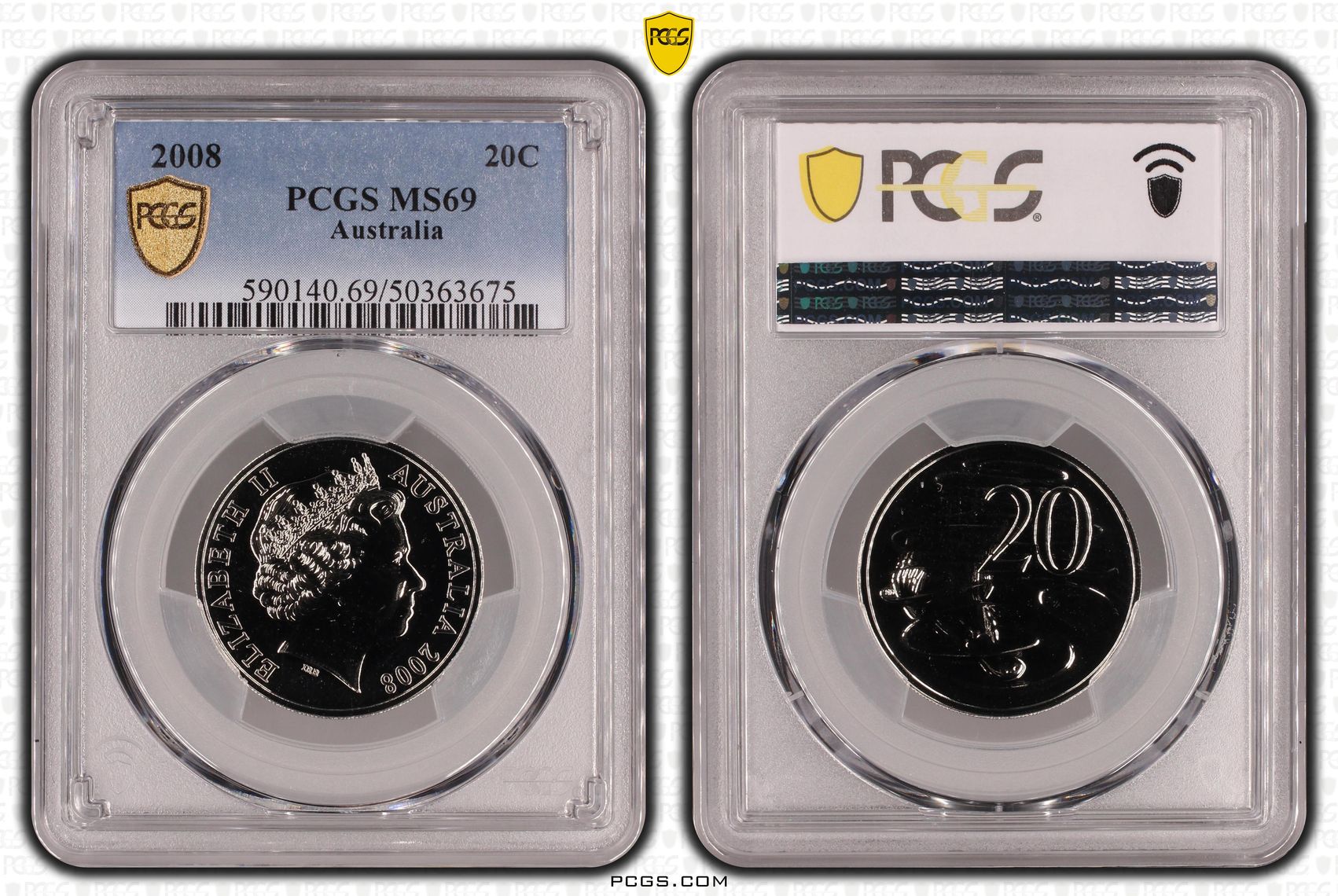 Twenty Cent, 2008, PCGS MS69