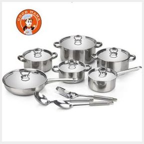 Conic 15 Piece Stainless Steel Heavy Bottom Cookware Set Brown |
