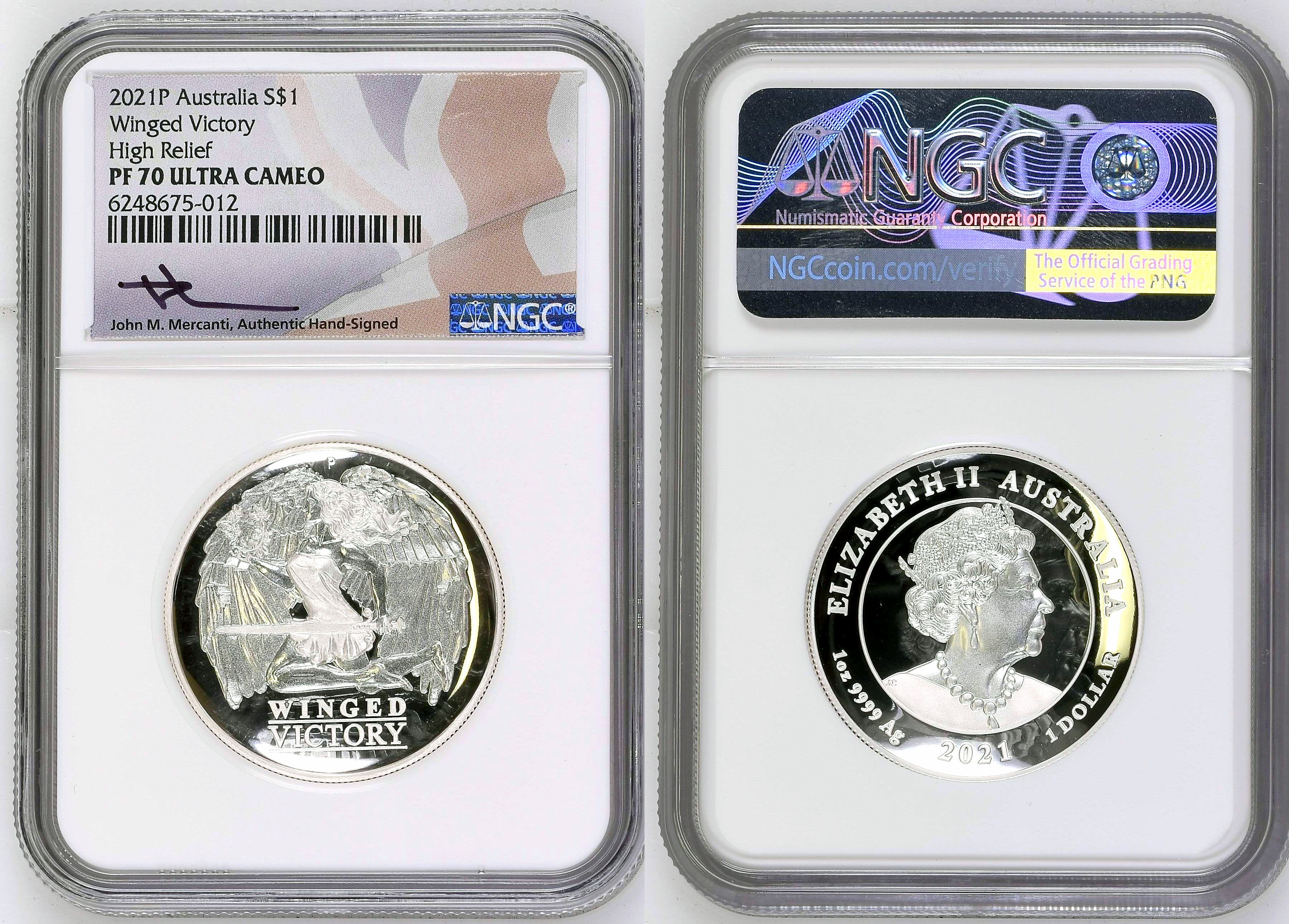 Winged Victory High Relief, One Dollar, 2021-P, NGC PF 70 ULTRA CAMEO