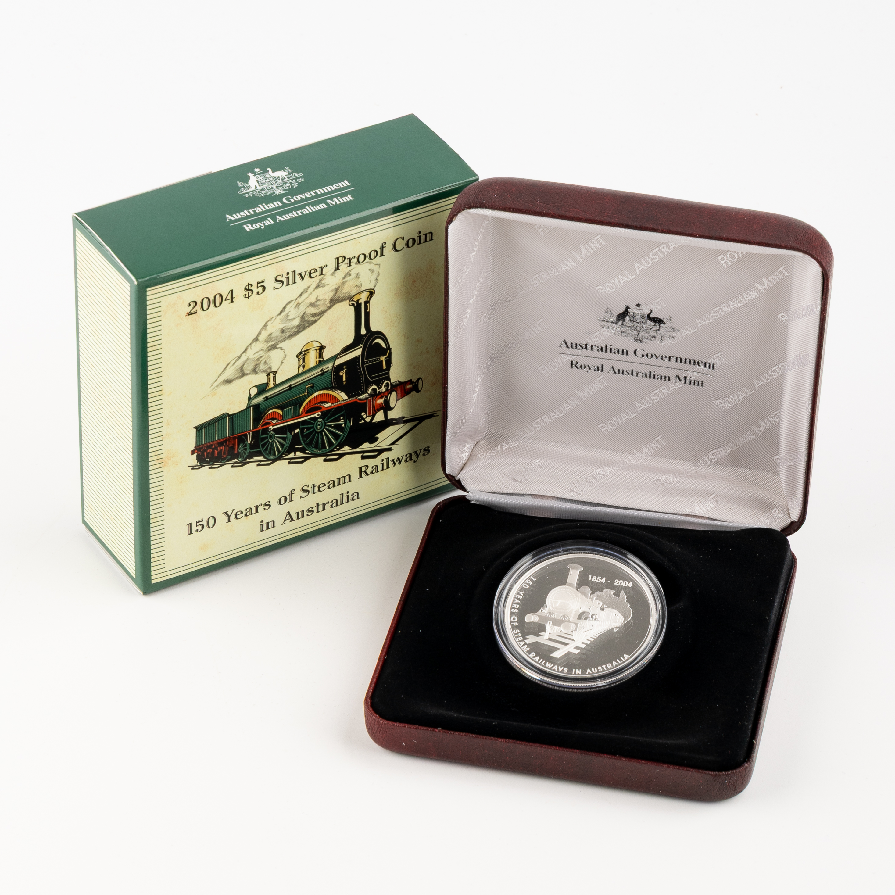 Elizabeth II, 150 Years of Steam Railways in Australia, Five Dollars, 2004, FDC