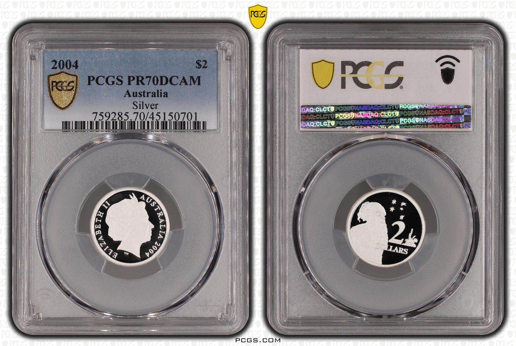 2004 Australia Two Dollar, $2 Silver Silver PCGS - PR70DCAM POP 10/0 -701