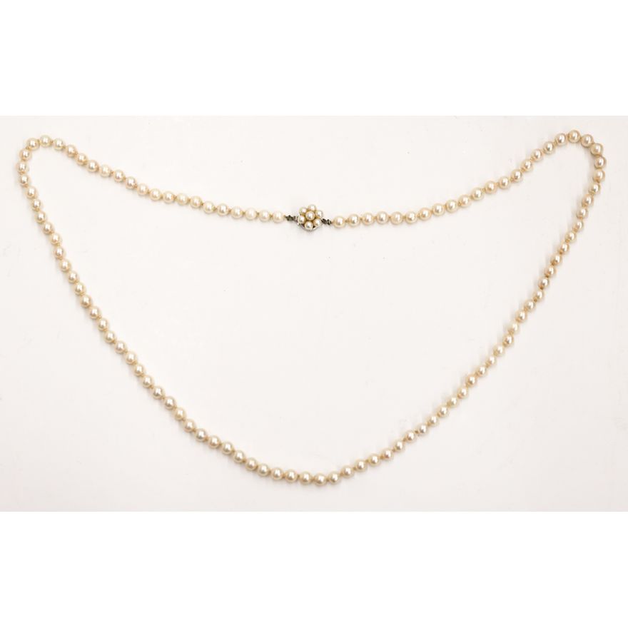 Ladies Vintage 14k Pearl Opera Necklace