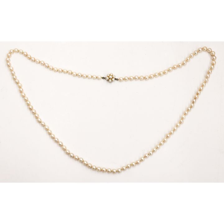 Ladies Vintage 14k Pearl Opera Necklace