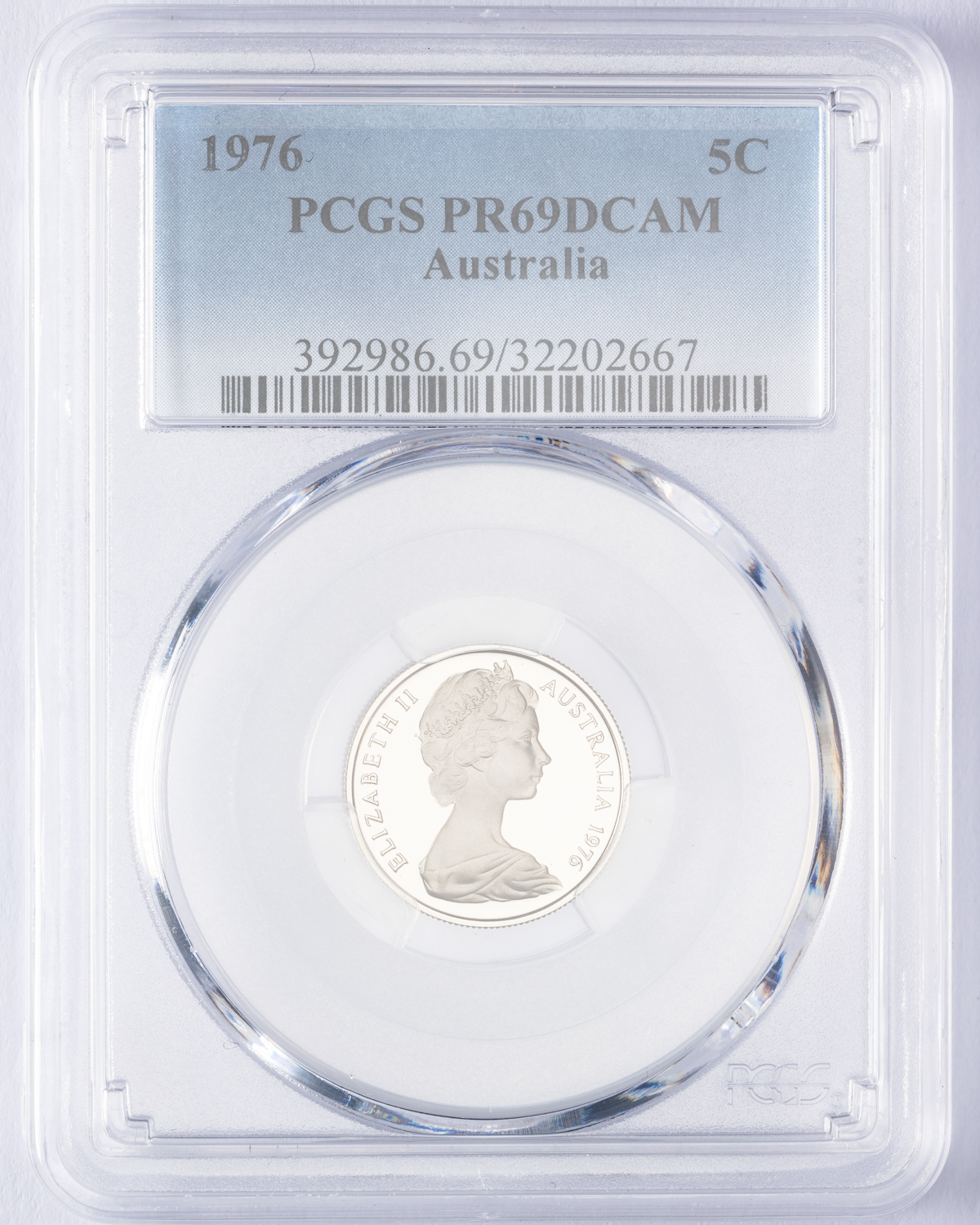 127 · Elizabeth II, Five Cent, 1976, PCGS PR69DCAM