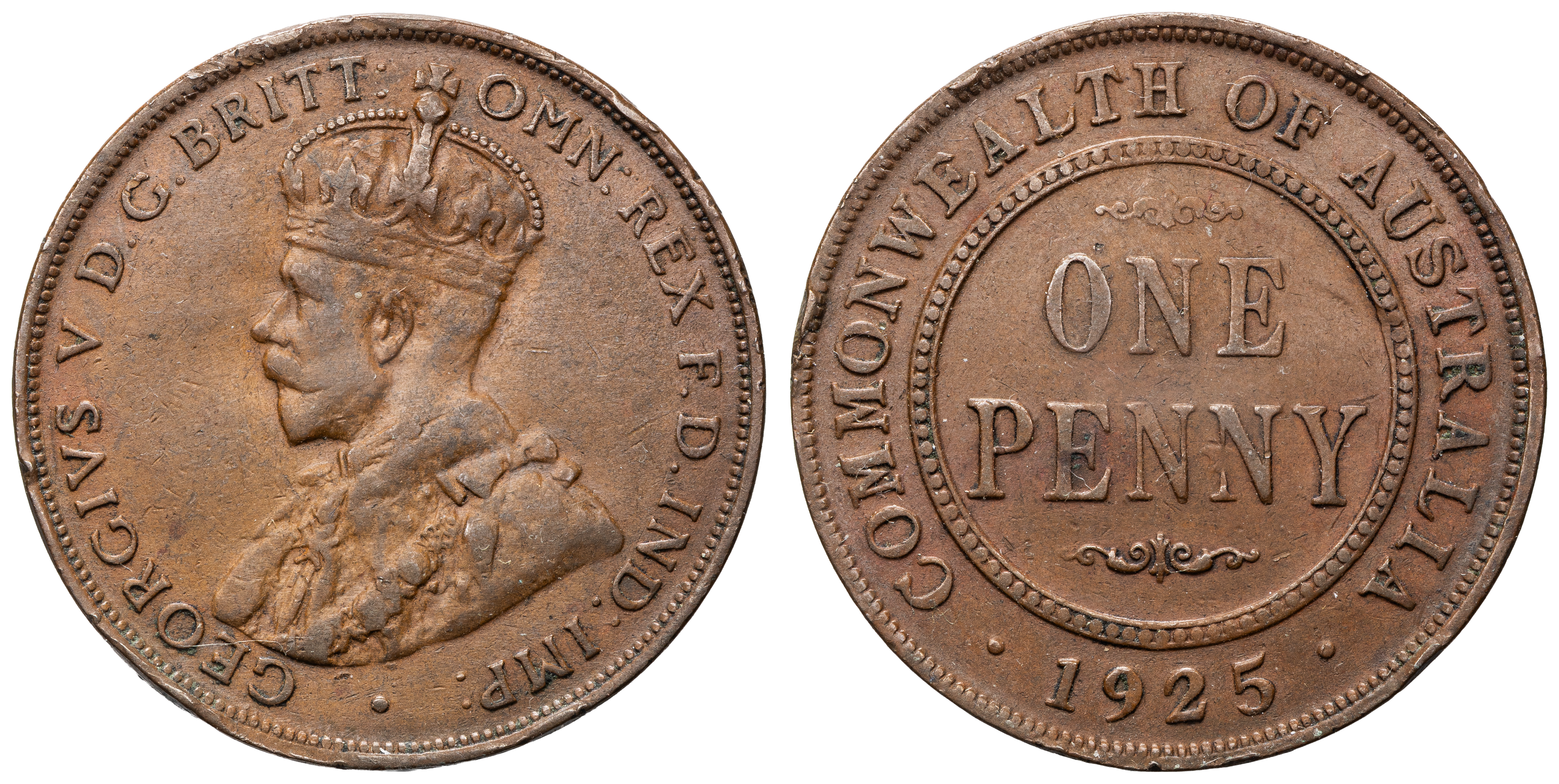 George V, Penny, 1925, aVF