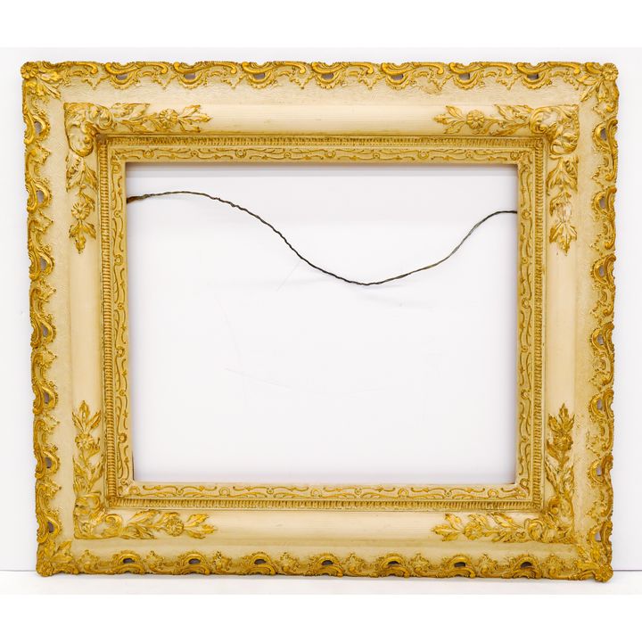 Antique Ornate White Gilt Painting Frame Fits 20''x24''