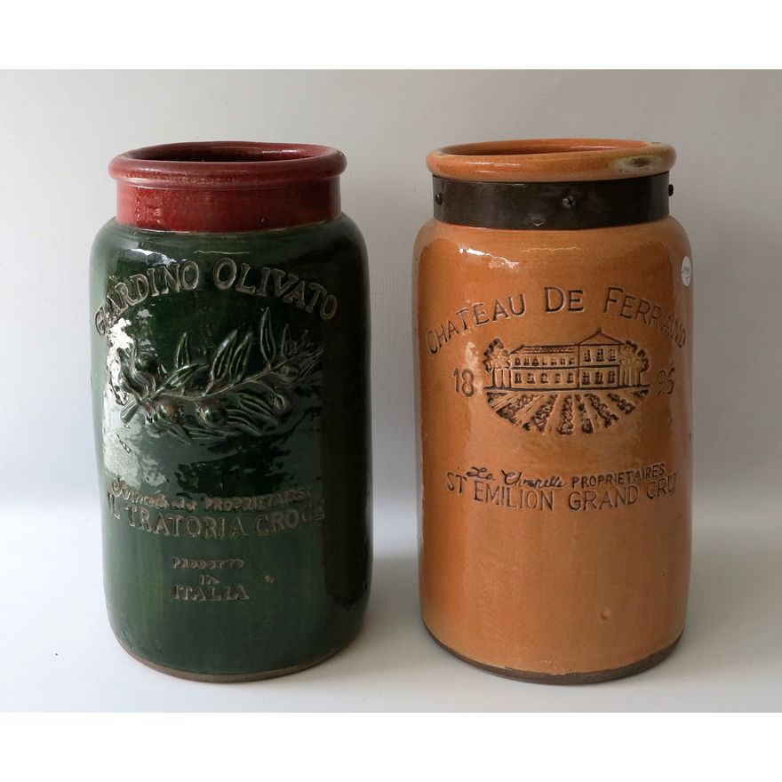 PAIR OF GLAZED EARTHENWARE JARS