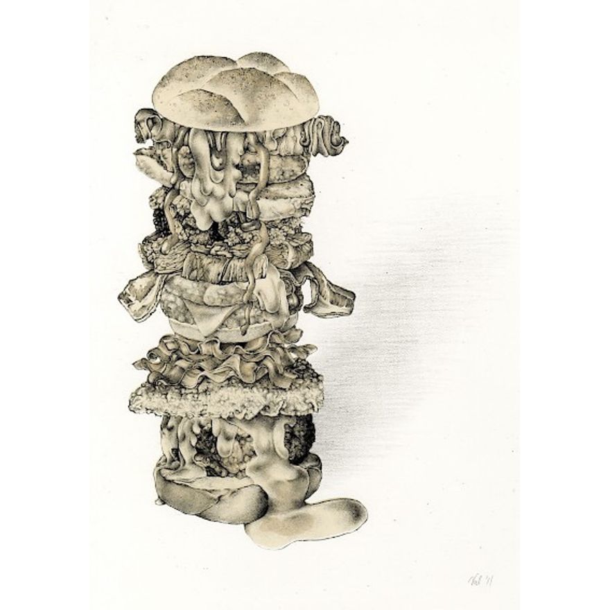 Valerie Syposz 'Hamburger' Lithograph, 2011