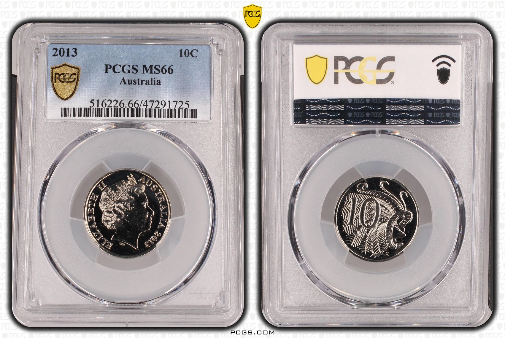 Elizabeth II, Ten Cent, 2013, PCGS MS66